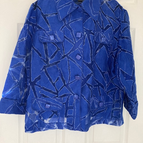 Women jacket for spring and summer, size L ( fit M) , medium blue, partly sheer - Picture 4 of 4